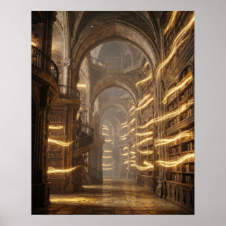 Schwebende Licht-Alte Bibliothek Poster