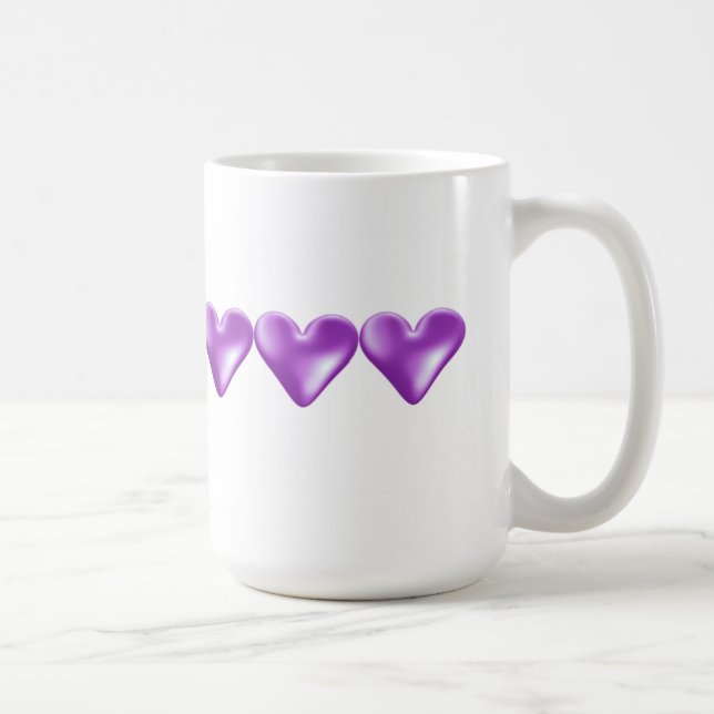 Schwebende lila Herzen Kaffeetasse (Rechts)