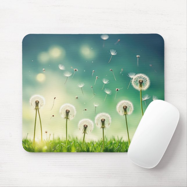 Schwebende Löwenzahnsämlinge Mousepad (Mit Mouse)