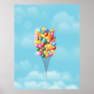 Schwebende Luftballons nach oben und weg. Poster