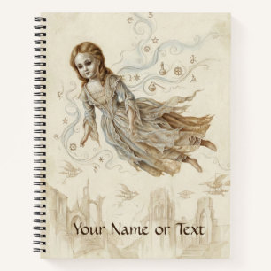 Schwebende Maid: Vintage-Surreal-Fliegende Puppe Notizbuch