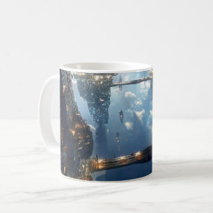 Schwebende Metropole am Himmel Kaffeetasse