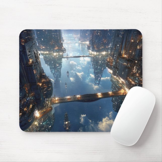 Schwebende Metropole am Himmel Mousepad (Mit Mouse)