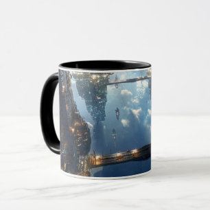 Schwebende Metropole am Himmel Tasse