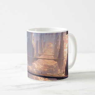 Schwebende Metropole in den Wolken Kaffeetasse