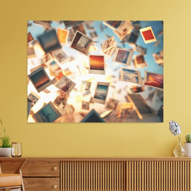 Schwebende Polaroid-Erinnerungen Leinwanddruck (Insitu (Wohnzimmer))