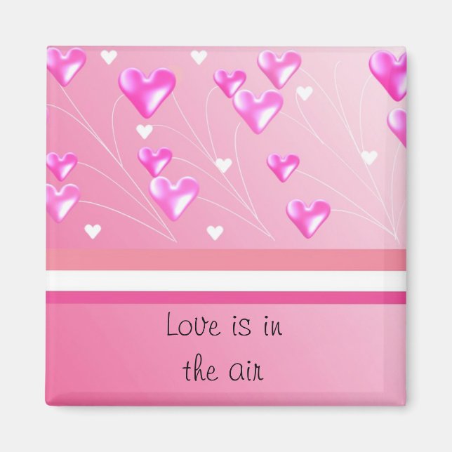 Schwebende rosa Herzen Magnet (Vorne)