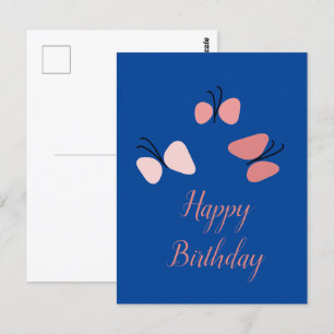 Schwebende rosa Schmetterlinge Alles Gute zum Gebu Postkarte