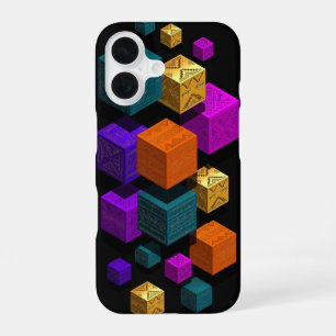 Schwebende Stammeswürfel - 3D isometrische Gold-Tü iPhone 16 Hülle