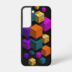 Schwebende Stammeswürfel - 3D isometrische Gold-Tü Samsung Galaxy Hülle