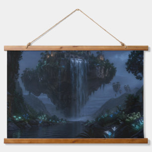 Schwebende Wasserfall-Insel-Tapete Wandteppich Mit Holzrahmen