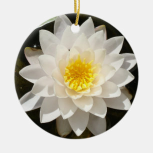 Schwebende Weiße Wasserlilie Lotus  Keramik Ornament