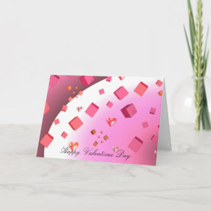 Schwebende Würfel und Herzen Valentinsdesign Feiertagskarte