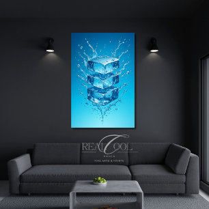 Schwebender Eiswürfel Spritzer – Dynamische Digita Poster