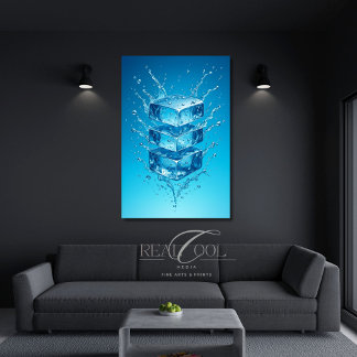 Schwebender Eiswürfel Spritzer – Dynamische Digita Poster
