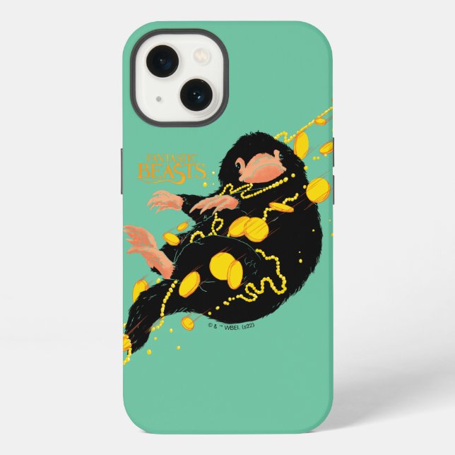 Schwebender Niffler mit Gold iPhone Hülle (Rückseite)