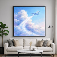Schwebendes Flugzeug - Pastell-Malstil-Kunst