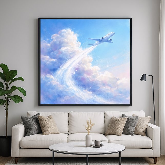 Schwebendes Flugzeug - Pastell-Malstil-Kunst Poster (Von Creator hochgeladen)