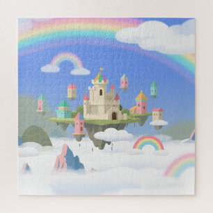 Schwebendes Schloss Regenbogenwolken Fantasy-Puzzl Puzzle