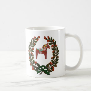 Schwede Dala PferdeweihnachtsKranz Tasse