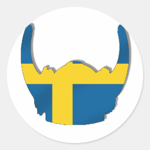 Schwede-Viking-Sturzhelmflagge von Schweden Runder Aufkleber