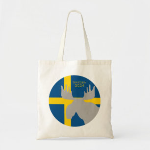 Schweden 2024 mit Elch- und Flag-Tote-Beutel Tragetasche