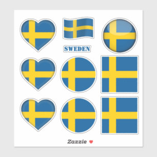 Schweden Aufkleber und schwedische Flagge, Herz/Sp
