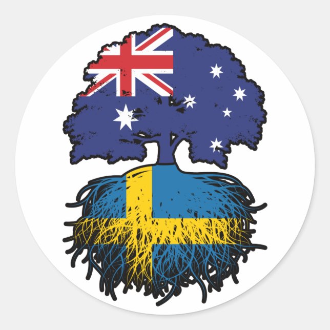 Schweden Australien Tree Roots Runder Aufkleber (Vorderseite)