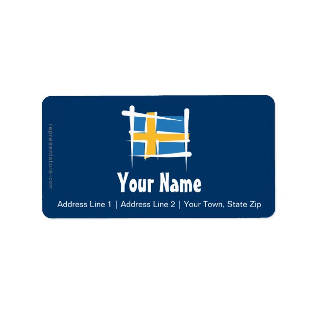 Schweden - Brandflagge Adressaufkleber (Vorne)