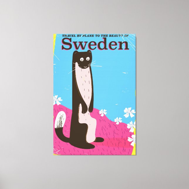 Schweden Cartoon Vintage Reiseplakat Leinwanddruck (Vorderseite)