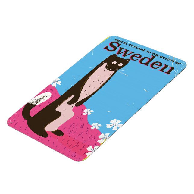 Schweden Cartoon Vintage Reiseplakat Magnet (Linke Seite)