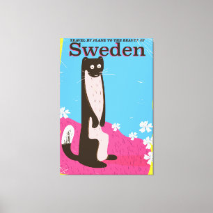 Schweden Cartoon Vintage-Reiseposter Leinwanddruck