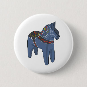 Schweden Dala Horse Dalecarlian Schwedisch Button