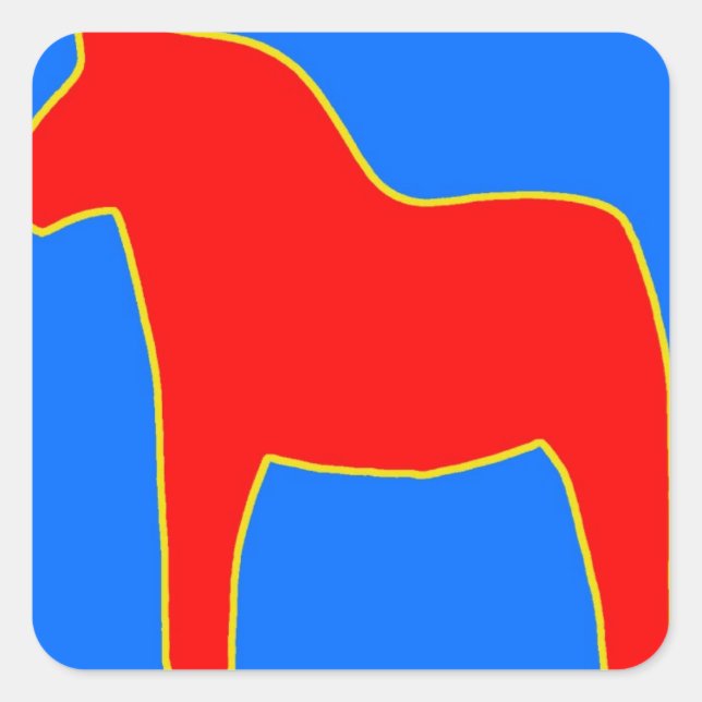 Schweden Dala Horse Quadratischer Aufkleber (Vorderseite)