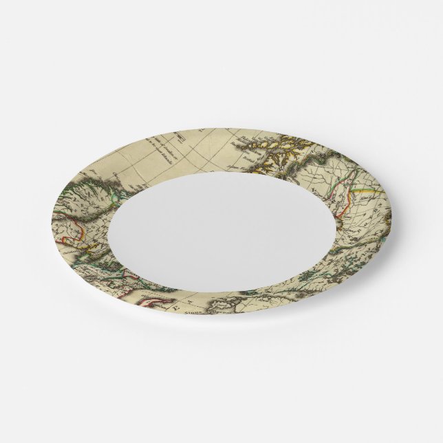 Schweden, Dänemark, Norwegen mit umrissenen Grenze Pappteller (Schrägansicht)