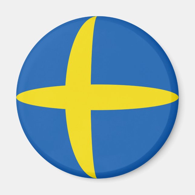Schweden Fisheye Flag Magnet (Vorne)
