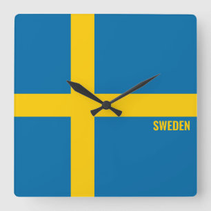Schweden Flag Dazzzling Patriotic Quadratische Wanduhr