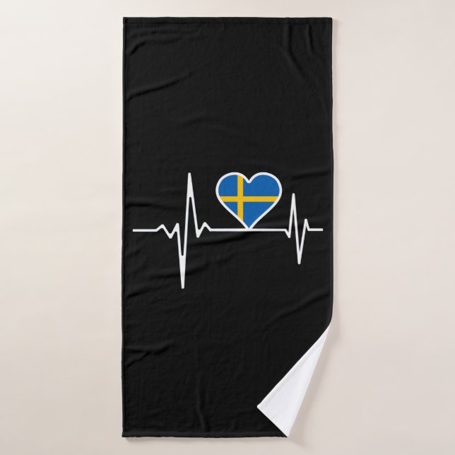 Schweden Flag Heartbeat Badehandtuch (Badehandtuch)