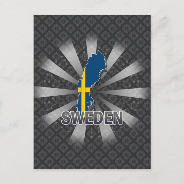 Schweden Flag Map 2.0 Postkarte (Vorderseite)
