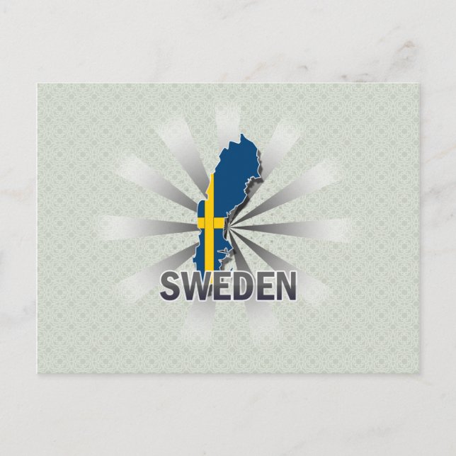 Schweden Flag Map 2.0 Postkarte (Vorderseite)