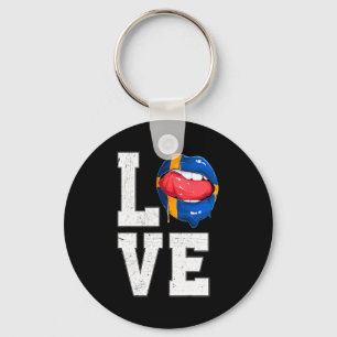 Schweden-Flagge Fußball-Fan Liebe Schwede T-Shirt  Schlüsselanhänger