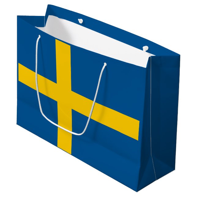 Schweden-Flagge Große Geschenktüte (Vorderseite Schrägansicht)