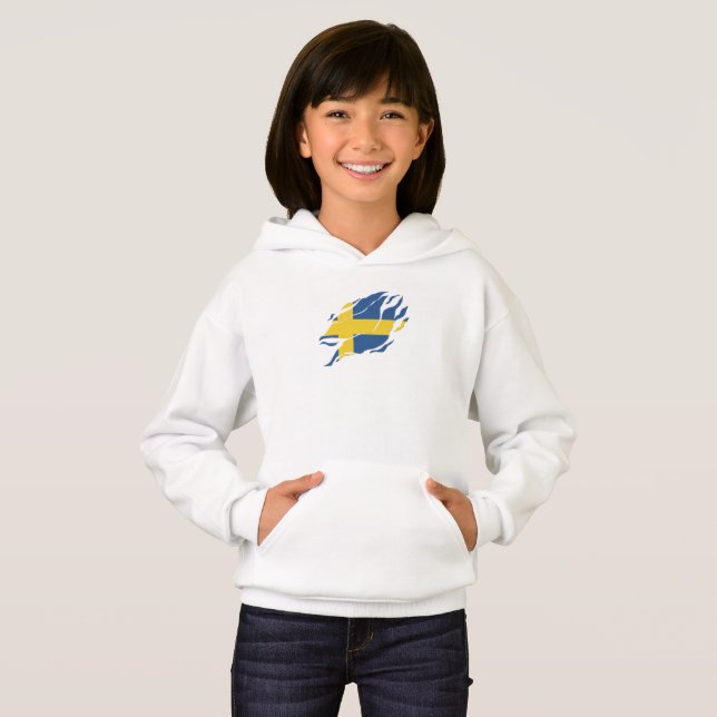 Schweden Flagge in mir, Sverige in Klaw Mark Hoodie (Vorne ganz)