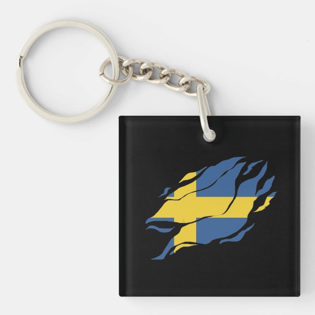 Schweden Flagge in mir, Sverige in Klaw Mark Schlüsselanhänger (Vorderseite)