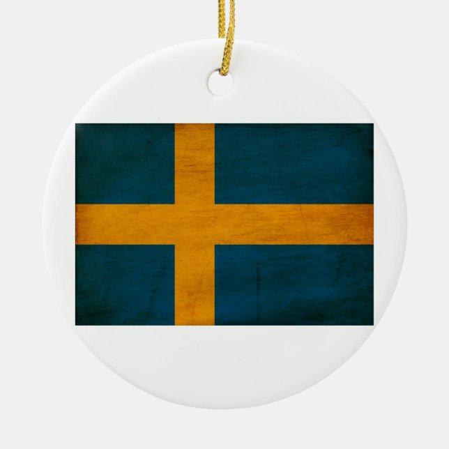 Schweden-Flagge Keramik Ornament (Vorne)