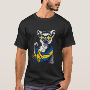 Schweden Flagge Lemur Sverige Schwedische Wurzeln T-Shirt