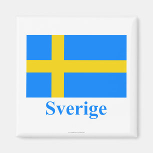Schweden Flagge mit Name auf Schwedisch Magnet