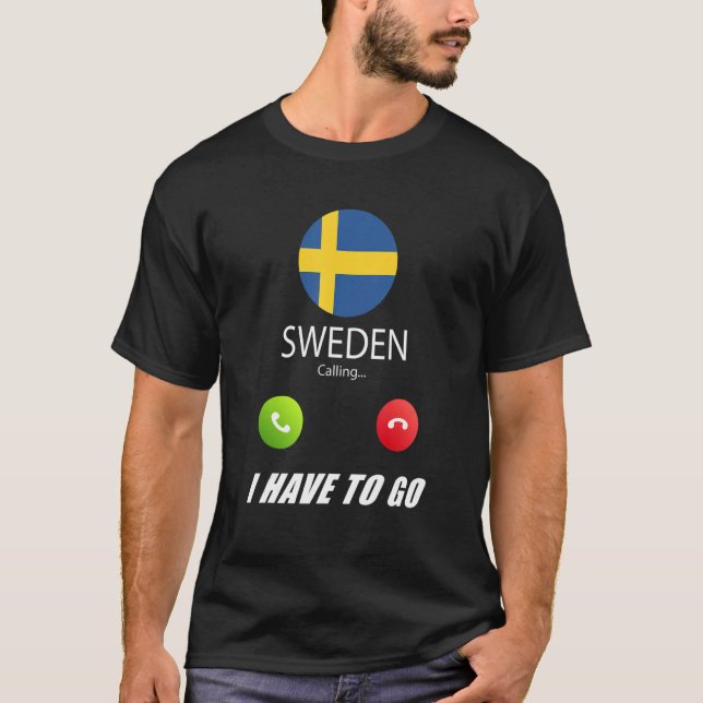 Schweden Flagge Souvenir Schweden ruft an T-Shirt (Vorderseite)
