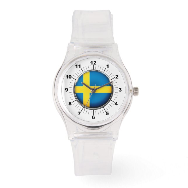 Schweden Flagge Sporty Pink Silicon Watch Armbanduhr (Vorderseite)