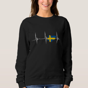 Schweden Flagge Sverige Karte Herzschlag EKG Puls  Sweatshirt